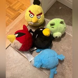 Angry Birds Plush Toy Set - Red, Yellow, Blue, Green, Black